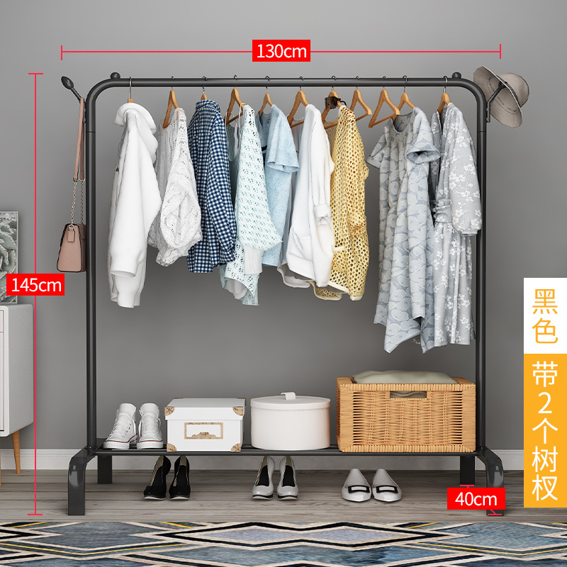 Clothes Hanger Floor Vertical Bedroom Coat and Hat Clothes Rack Household Living Room Internet Celebrity Light Luxury Clothes Hanger Double Rod Drying Rack