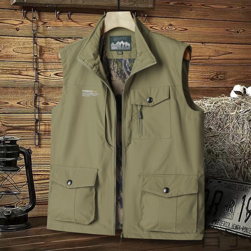 tn多功能速干轻薄马甲防风防水钓鱼马甲男工装多口袋户外休闲马甲