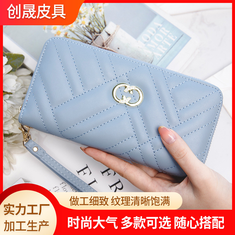 wholesale korean wallet women‘s long new style double layer zipper simple large capacity fashion multi-card-slot foreign trade clutch