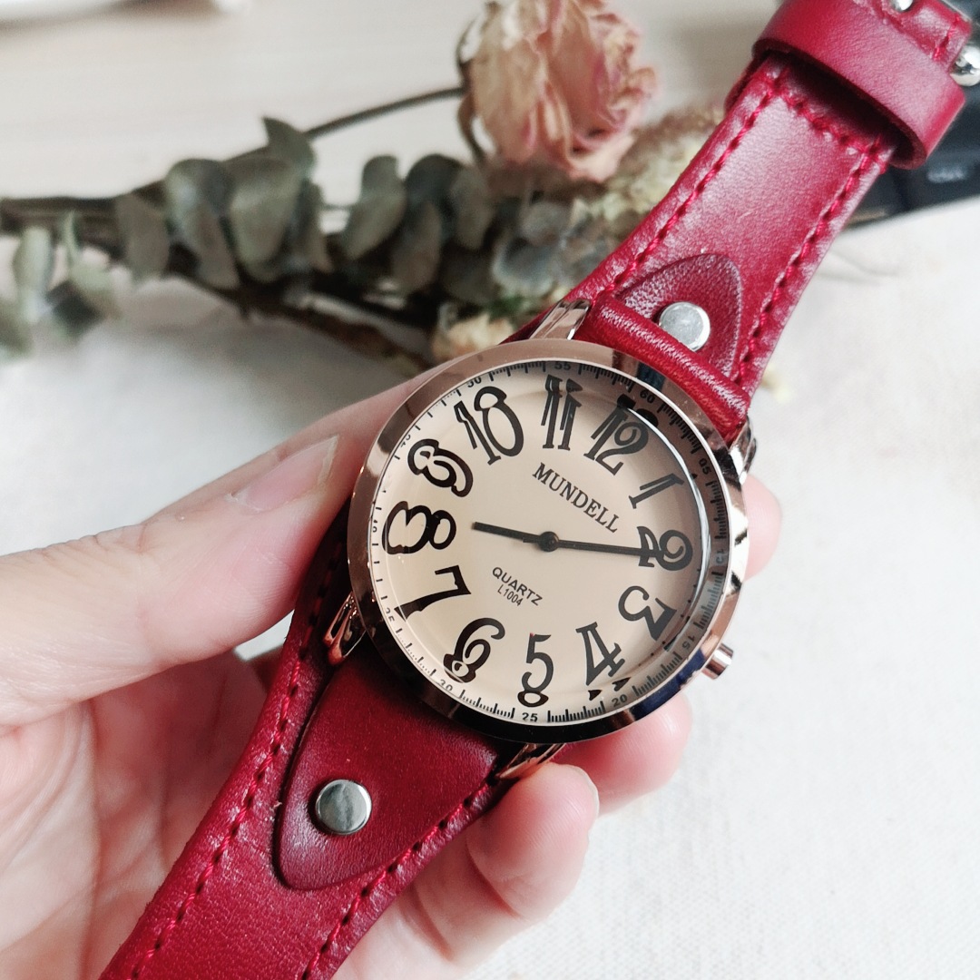 mundell新款真皮大盘手表厂家批发抖音网红爆款一件代发代销腕表