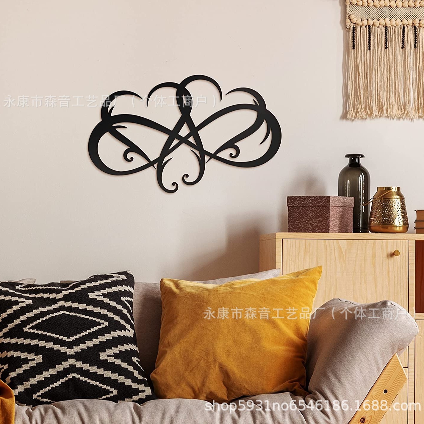 铁艺墙面装饰工艺品双爱心激光切割剪影跨境专供独立站热卖挂件