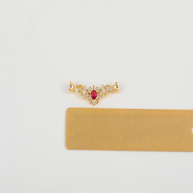 DIY Special-Interest Design Micro-Inlaid Red Zircon Petals Universal Buckle Bracelet Necklace Buckle New Accessories