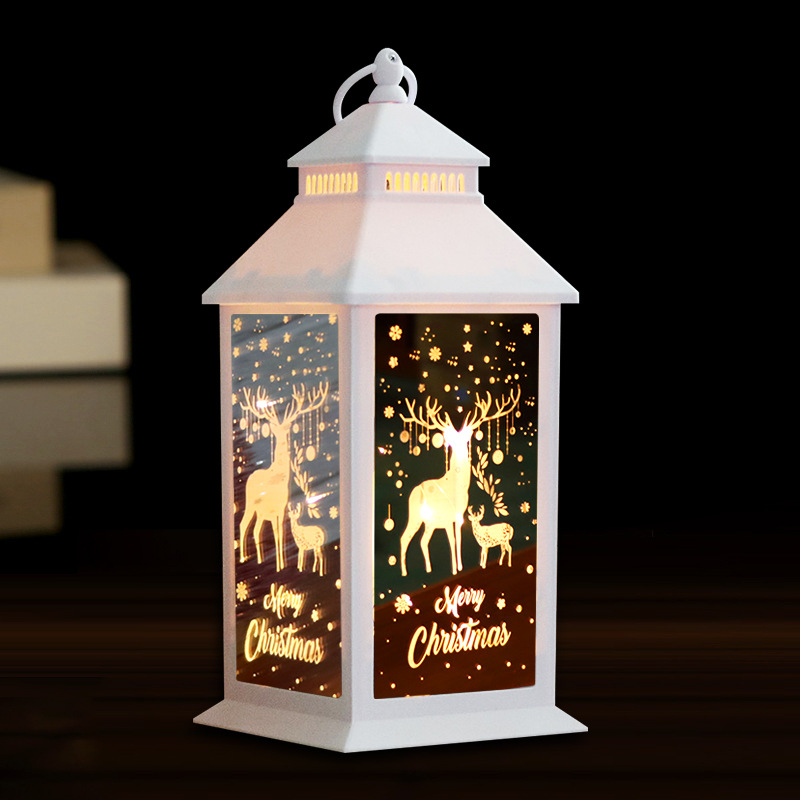 Amazon New Christmas Laser Pattern Lantern Courtyard Decoration LED Lighting Chain Storm Lantern Decorations Wholesale