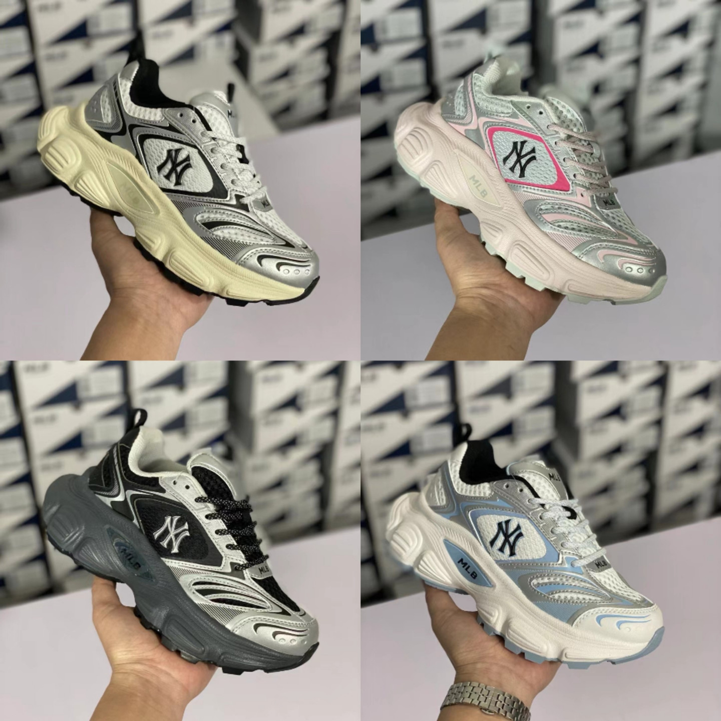 新款MLB赛博老爹鞋 张凌赫同款男女情侣休闲鞋厚底增高运动学长鞋