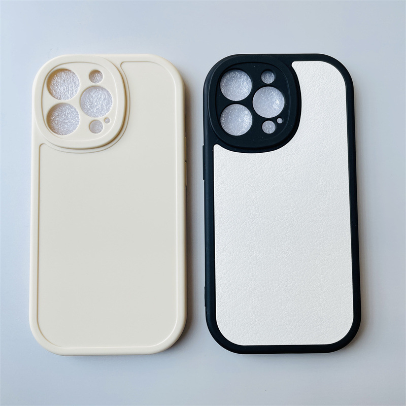 苹果14pro小胖妞磨砂手机壳小羊皮凹槽贴皮diy素材壳适用iphone13