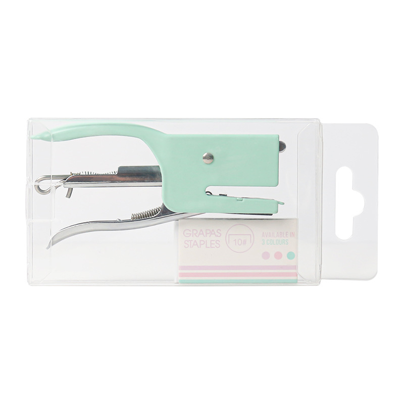 Macaron Color Metal Hand-Held Stapler No. 10 Labor-Saving Take out Take Away Bookbinding Machine Small Size Office Stapler