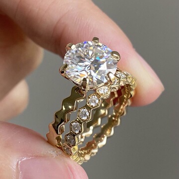 三杰 跨境热销新款 蜂巢情侣戒指女时尚百搭轻奢小众 对戒套戒