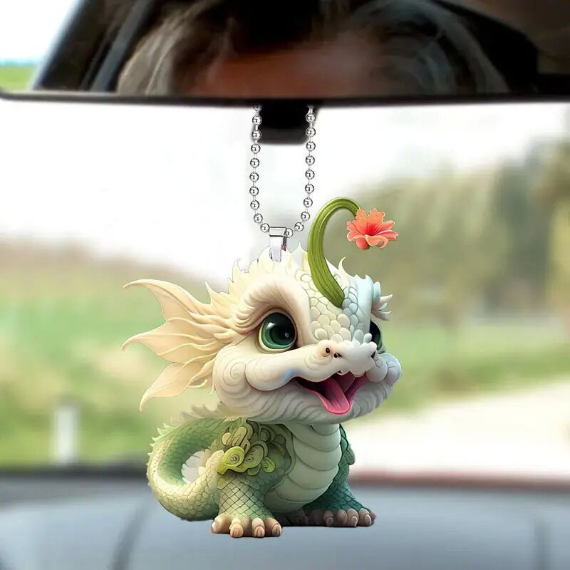 2d Acrylic Cute Dragon Pendant Cross-Border New Arrival Flat New Car Hanging Creative Backpack Keychain Home Decoration