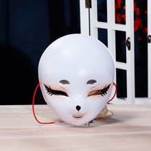 网红新款彩绘萌妹子萌娃明塑料PVC面具万圣节装饰古风款搞笑派对