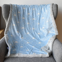 75*100外贸 蓝色双层地包天毛毯夏季婴幼儿宝宝午睡空调盖毯子