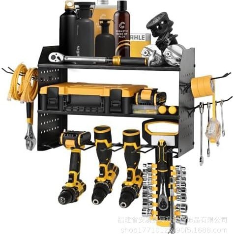 跨境电钻收纳架壁挂式重型浮动电动钻头工具架车库工具存储架批发