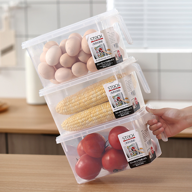 Refrigerator Storage Box Crisper Food Freezer Box Kitchen Vegetables and Fruits Transparent Sealed Frosted Blossom Storage Box 0714