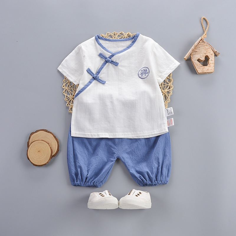 24新款童装男童汉服中国风唐装小孩套装婴宝宝夏季儿童短袖两直销