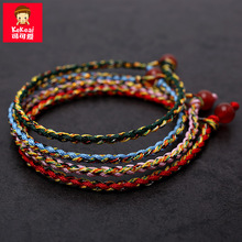 纯手工编织手链端午节五彩手绳可穿孔径超过2mm的珠子