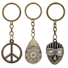创意金属多款古铜色合金钥匙链个性简约和平标志面具钥匙扣小礼品
