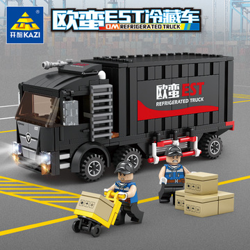 开智98269-70城市运输货柜车儿童拼装玩具兼容乐高小颗粒积木礼物