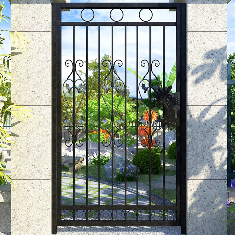 批发新中式铁艺庭院大门简约欧式别墅花园铁门围墙栏杆门乡村院子