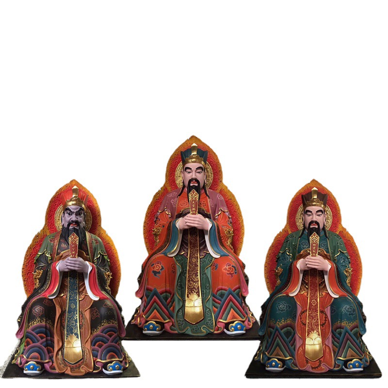 三官大帝神像批发道教三官爷3米3高大型像树脂玻璃钢三官老爷神像
