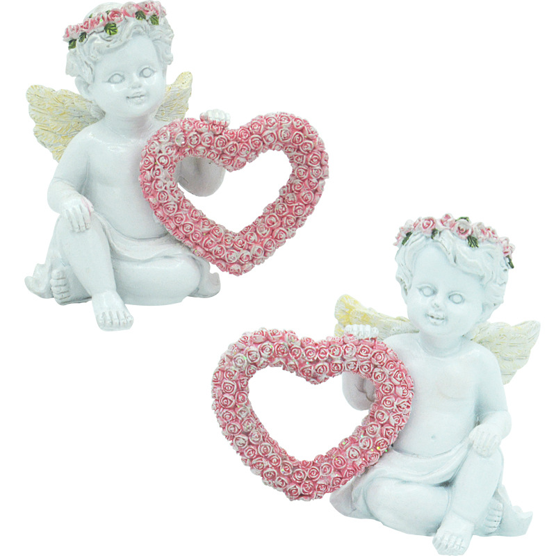 2024情人节爱心天使摆件雕像家居玄关客厅婚房装饰树脂工艺品摆件
