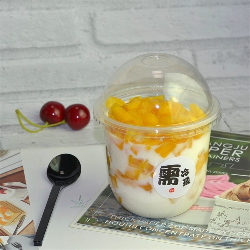 双皮奶杯子批发波波杯360ml啵啵杯u水果捞一次性杯奶茶酸奶布丁杯