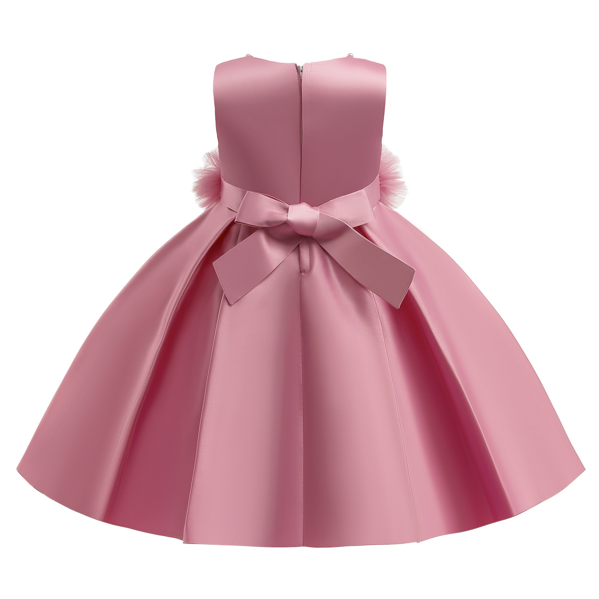 跨境儿童礼服公主裙 女童连衣裙不规则缎面蕾丝钢琴演出服批发