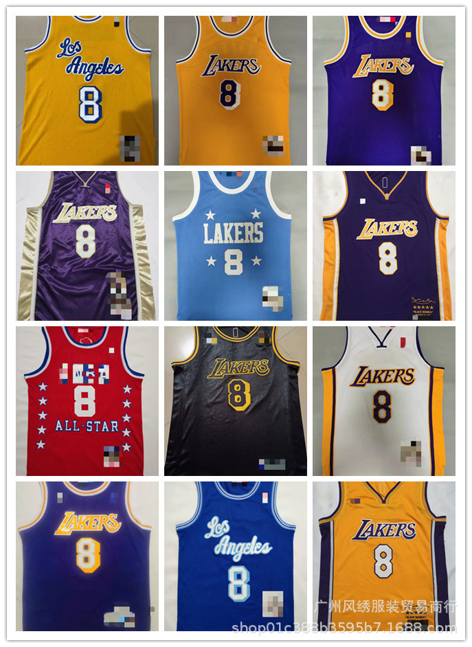 外贸批发 nba刺绣球迷湖人队8号科比城市版篮球服球衣 一件代发