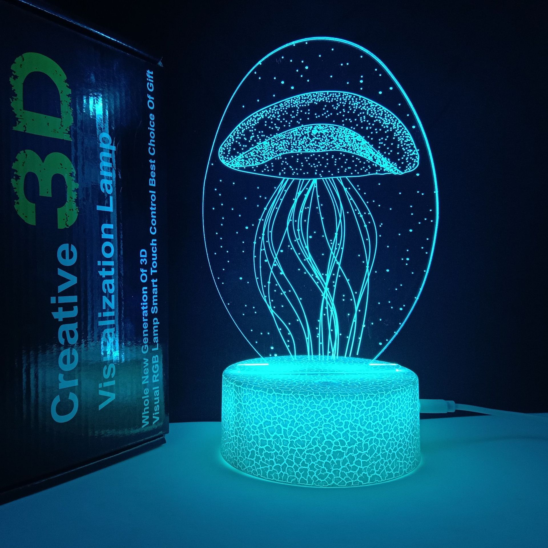 梦幻柔美可爱水母造型七彩触摸遥控小夜灯 新年元旦节日led礼品灯