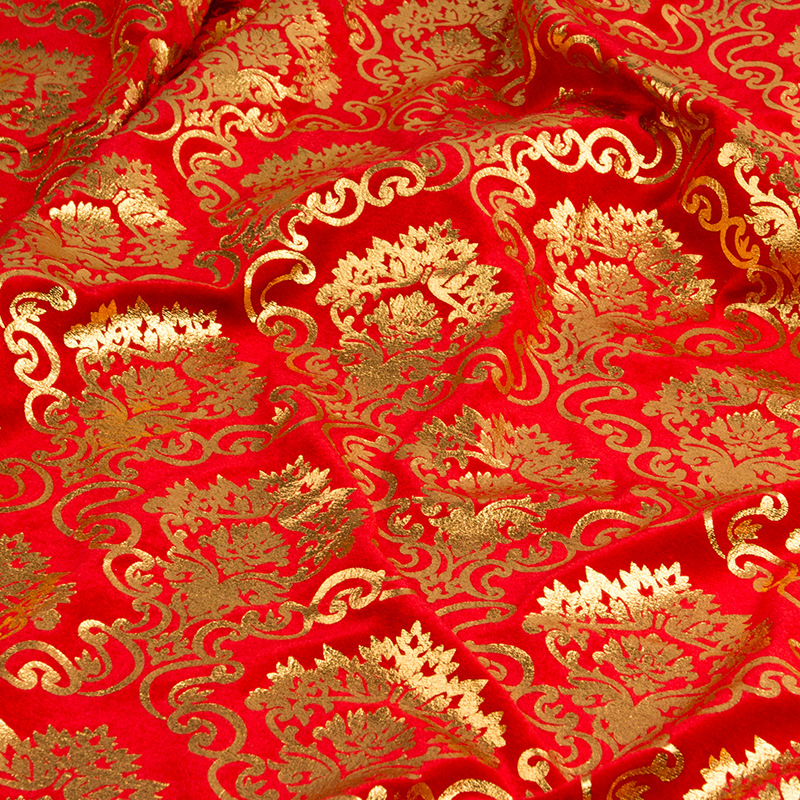 Chinese Red Bronzing Wedding Background Cloth Bag Pillar Chinese Red Bronzing Fabric Gift Box Packaging Fabric Flocking