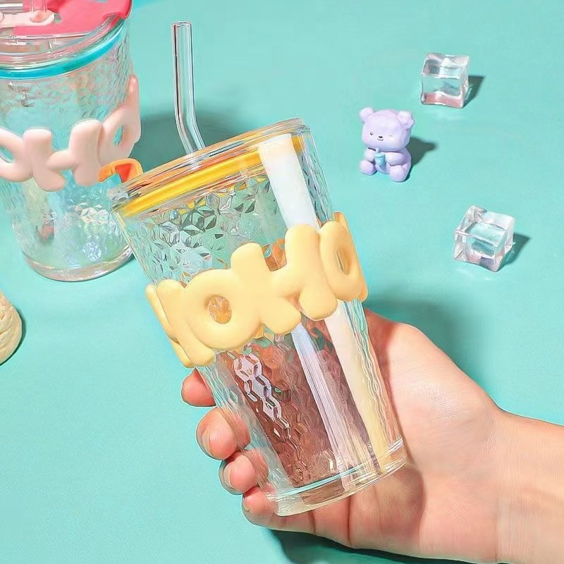 批发450ml碎冰杯韩版网红水杯少女心大容量吸管带盖炫彩喝水杯