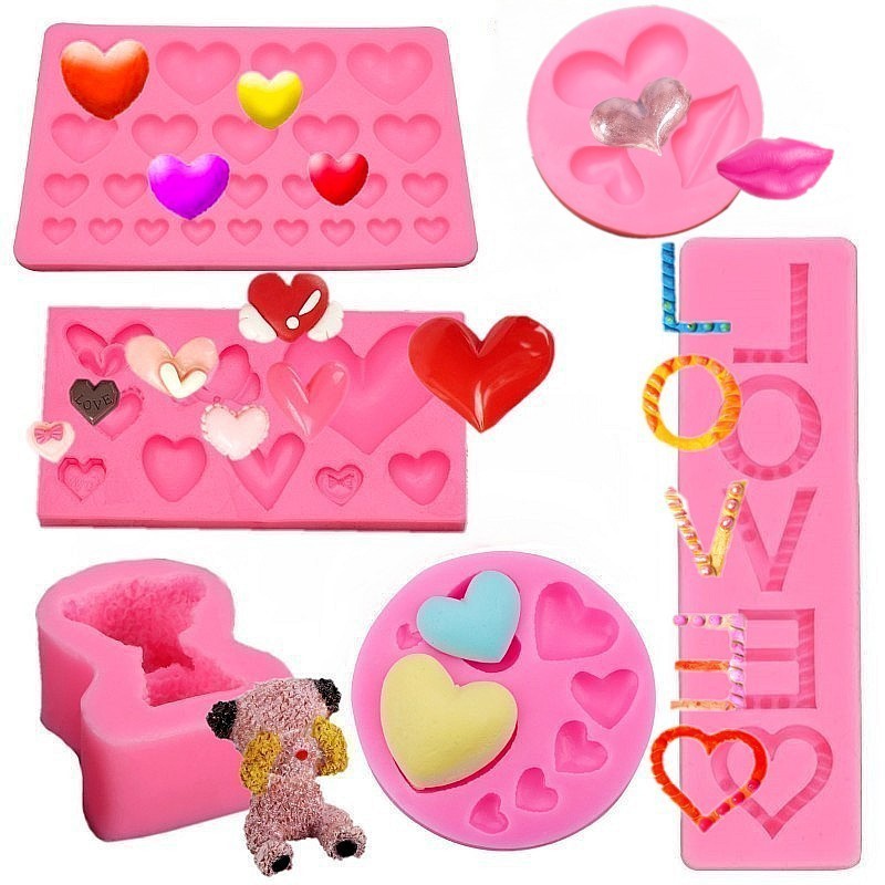 DIY Valentine's Day Love Silicone Mold Bear Sexy Lips Chocolate Fondant Mold Love Cake Decoration