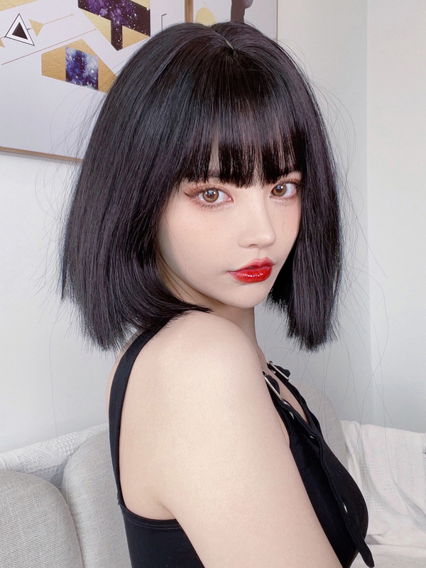 假发女短发网红漫画刘海自然头套时尚圆脸假发套波波头齐肩直发