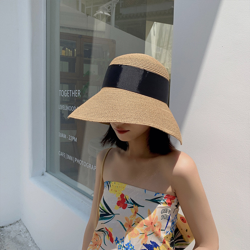 Women's Hat Beach Straw Hat Korean Style Fashionable All-Matching Japanese Summer Sun-Proof Fresh Bow Big Brim