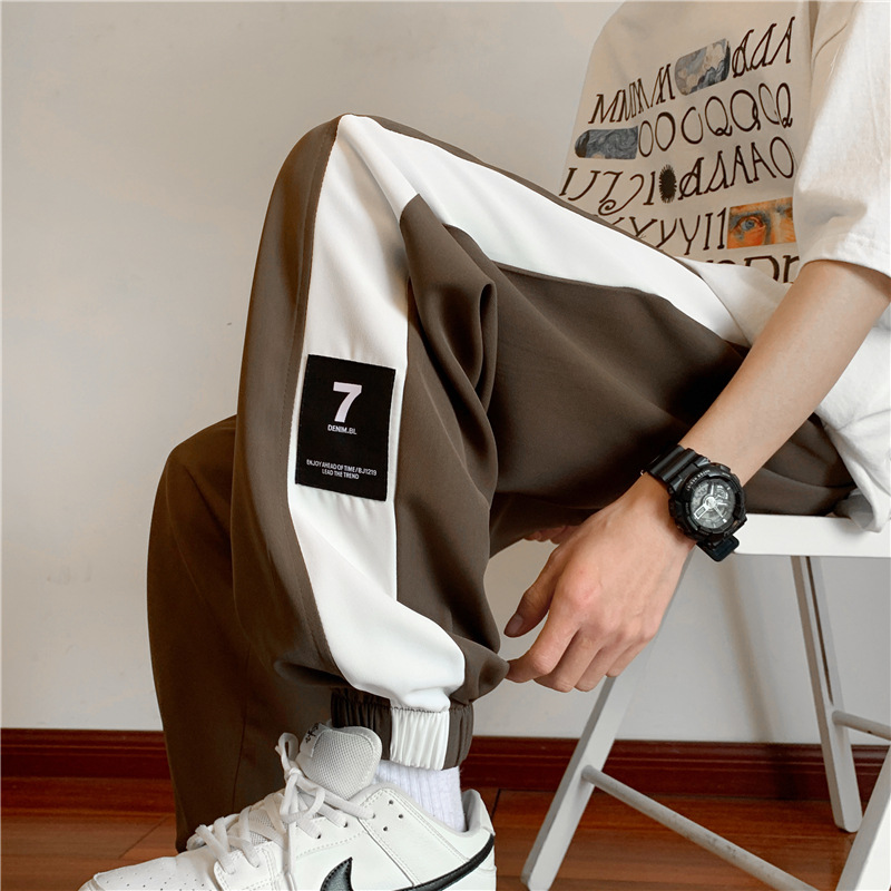 Pants men‘s Summer Thin American Retro Heavy Sweatpants Trendy Brand Ankle-Tied Oversize Harem Sports Pants Trendy