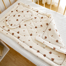 新生儿宝宝绉布夹棉婴儿保暖床垫棉褥垫子云片枕四季两件套垫被