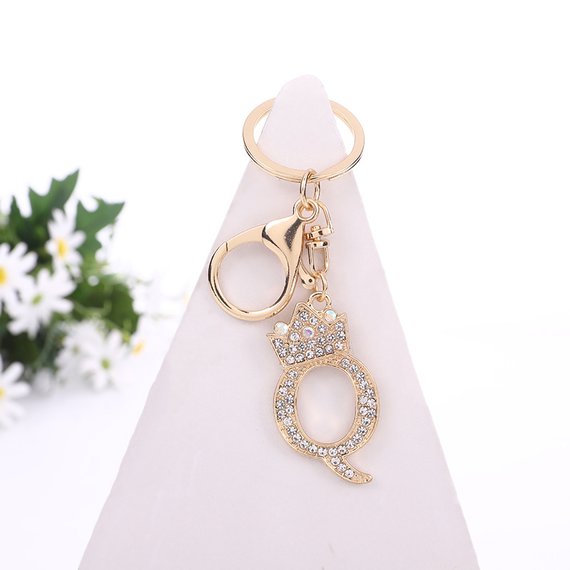 Fashion Korean Style Zinc Alloy Women's Rhinestone Decorative Letters Keychain Elegant Graceful Handbag Backpack Pendant in Stock