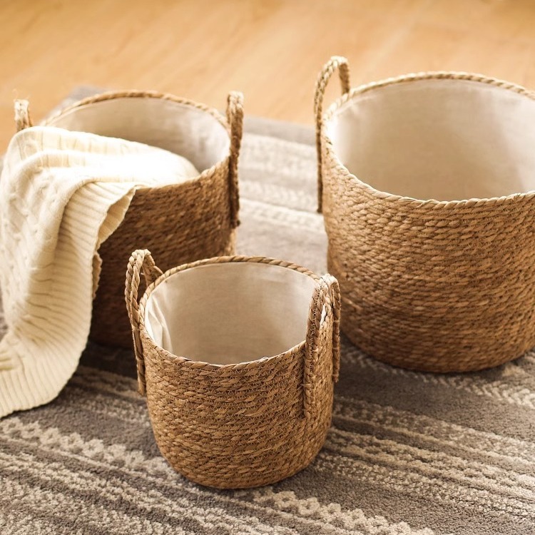 跨境家用编织篮子装饰花盆草编编制篮子客厅蔬菜鲜花篮盆景篮子