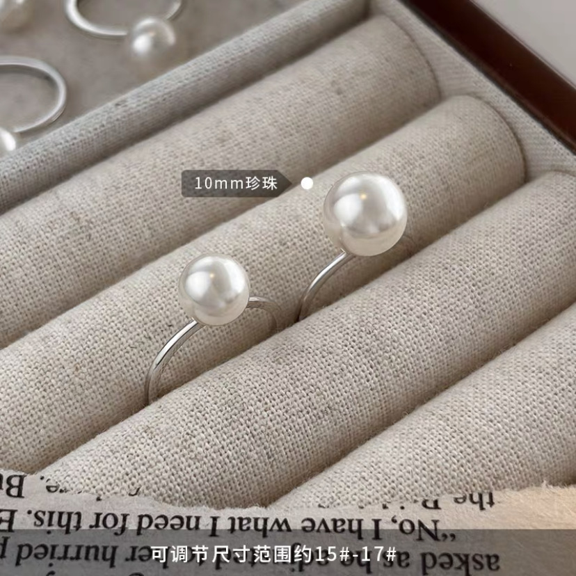 S925 Sterling Silver French Exquisite Single Pearl Ring Female Factory Wholesale Internet Celebrity Same Style Index Finger Openings Ring Generation Hair