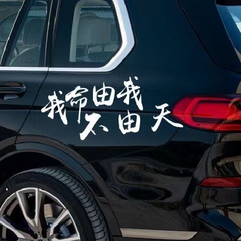 哪吒之魔童降世我命由我不由天车贴纸创意文字网红划痕遮挡车贴纸