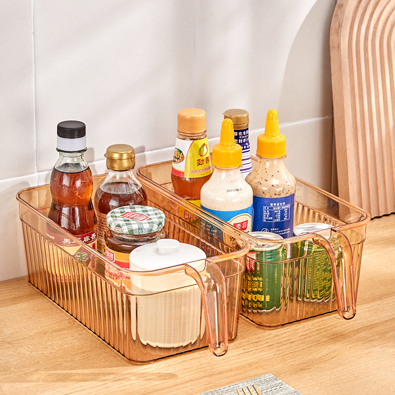 New Refrigerator Storage Box Food Partition with Handle Storage Basket Egg Basket Kitchen Seasoning Collection Plastic Box