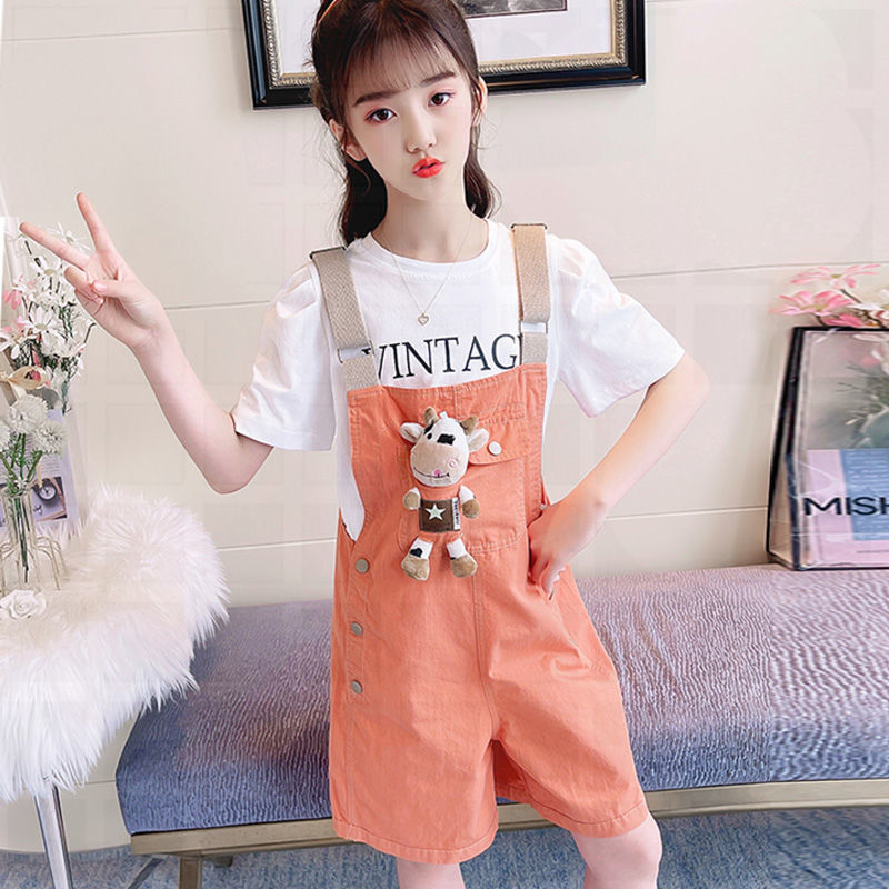 裤套装夏季小学生吊带裤jk制服中大童儿童学院风夏女童夏装背带裤套