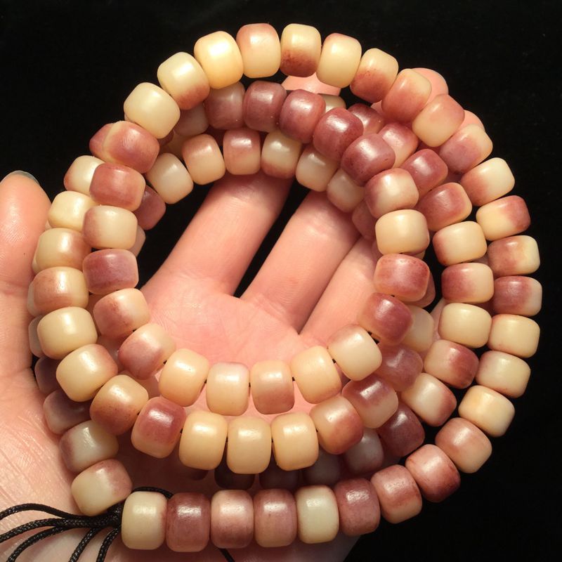 西藏藏式半血骆驼骨桶珠项链 骆驼骨108颗佛珠念珠民族风文玩手链