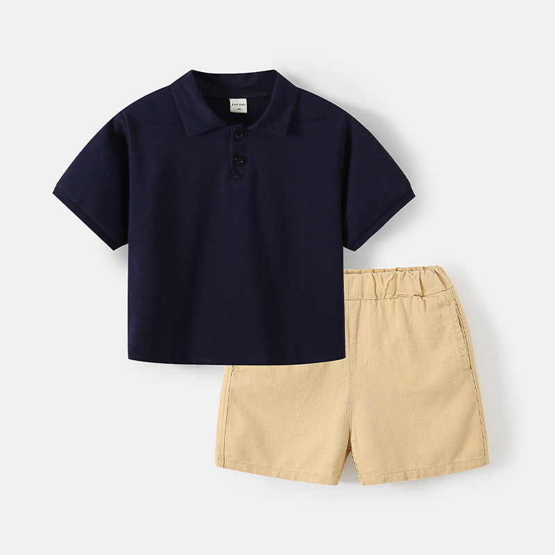 男童夏季POLO衫短袖短裤套装洋气新款韩版夏款T恤潮童两件套