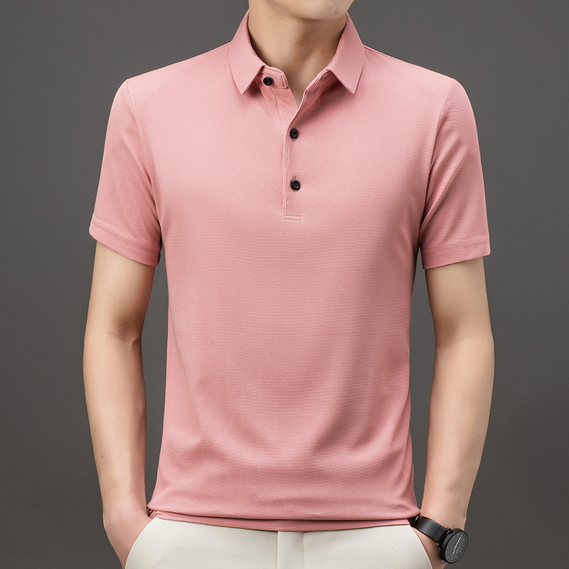 厂家直销夏季男士华夫格短袖t恤青年纯色翻领休闲薄款商务polo衫