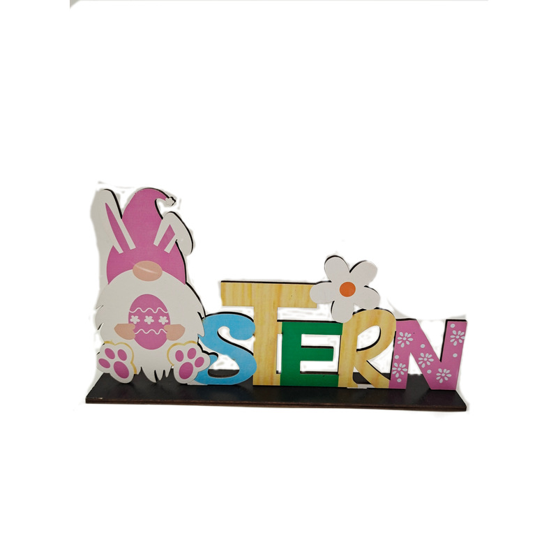 New Easter Wooden Laser Ornaments Rabbit Egg Table Decoration Wooden Craftwork Creative Style in Stock