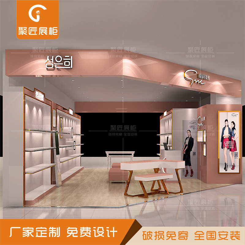 商场中岛女鞋休闲展柜展架铁木烤漆陈列柜包柱围边高柜异形展示台