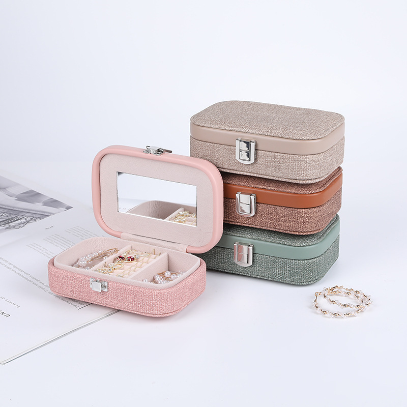 Korean Style Small and Beautiful Solid Color Jewelry Box Fashion Storage Box Portable Necklace Ring Earrings Jewelry Box