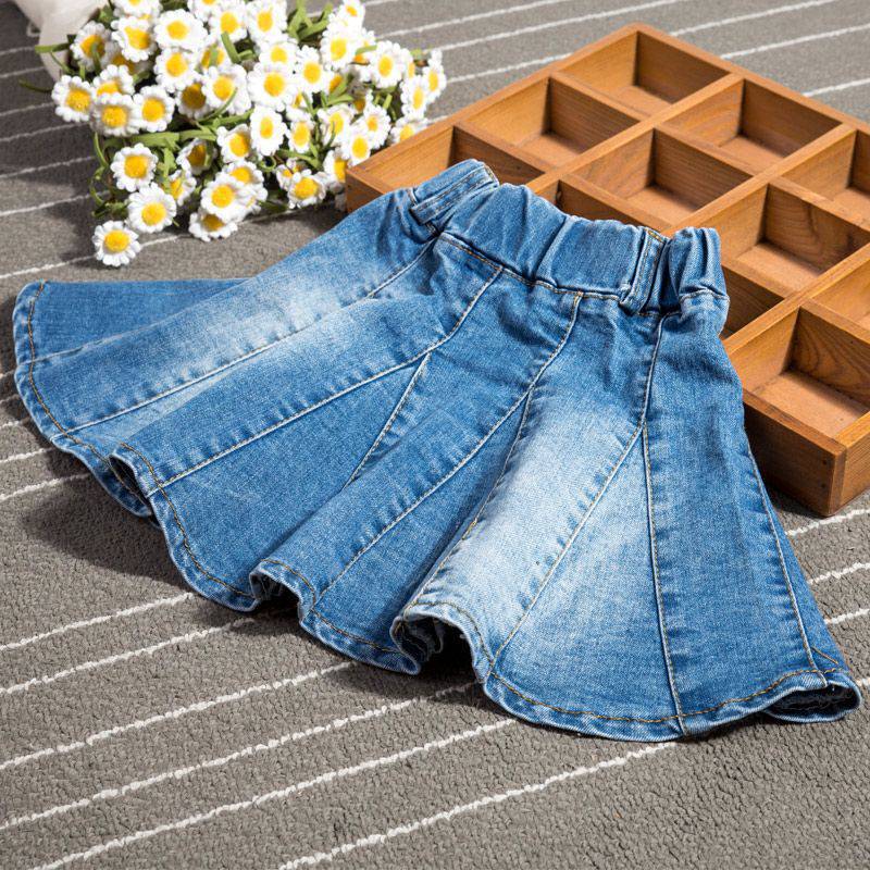 女童半身裙春秋新款童装牛仔裙儿童裙子韩版短裙宝宝百褶裙中大童-阿