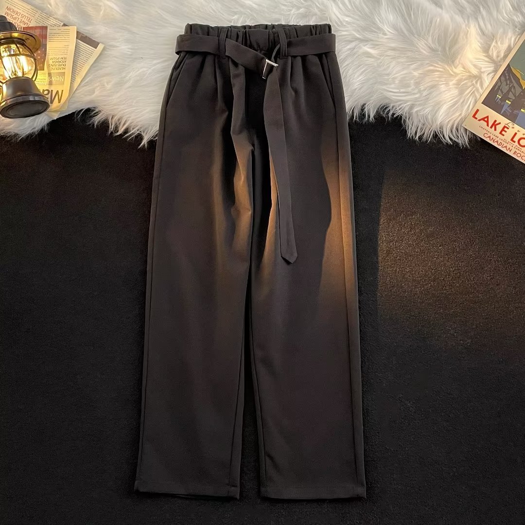   Naples Suit Pants Men's Spring Pu Handsome Design Pants Oversize Couple Retro Straight Casual Pants