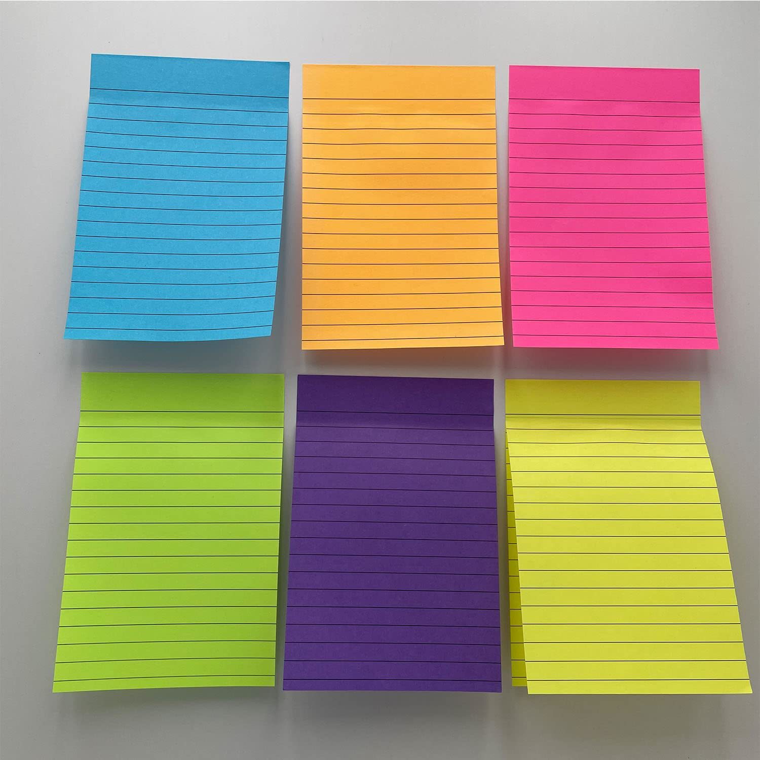 荧光色便签本 彩色可粘便签纸条纹横线便签贴记事本