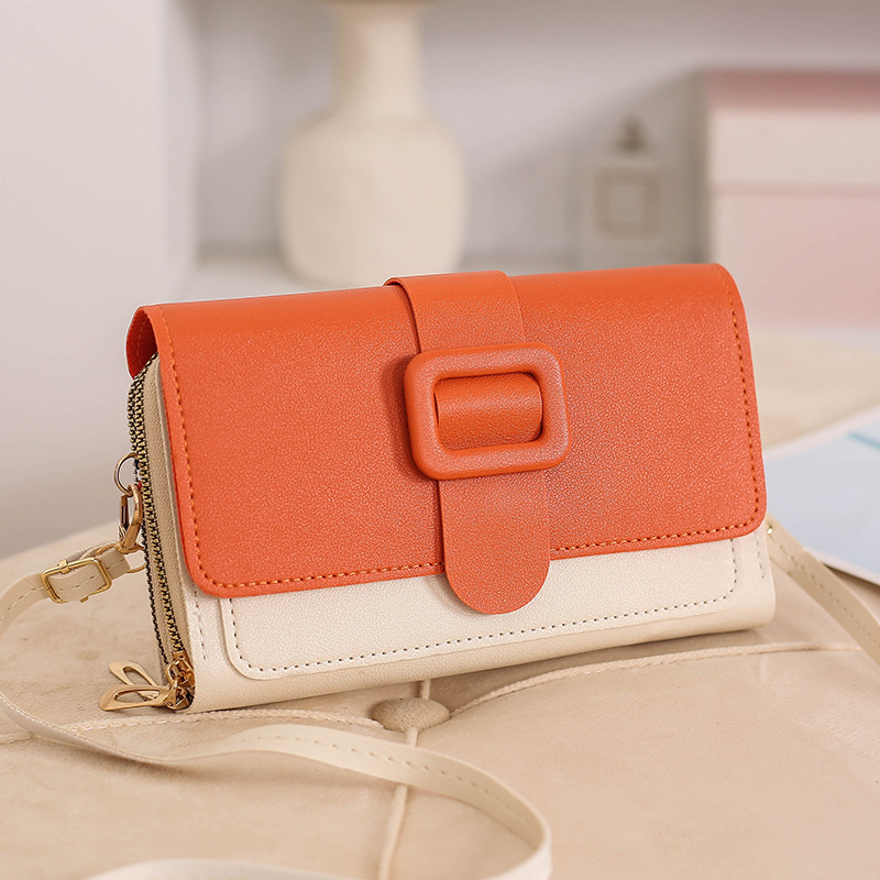 Women's Bag Double Zipper Card Bag Cross Mirror Fashion Colorblock Shoulder Messenger Bag Cell Phone Bag Cover Coin Purse Small Square Bag